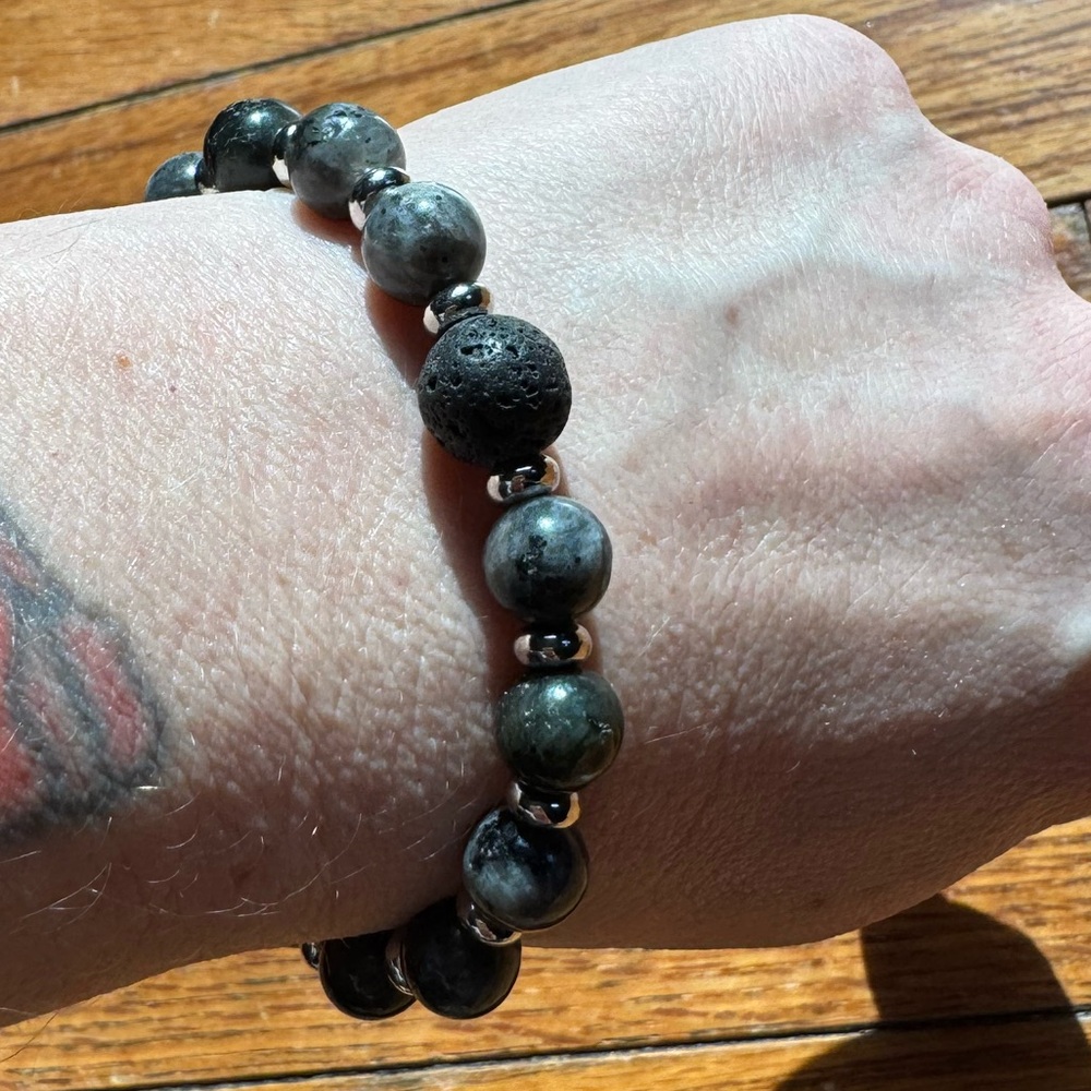 Labradorite Aromatherapy Lava Stone Crystal Gemstone Stretch Bracelet Natural
